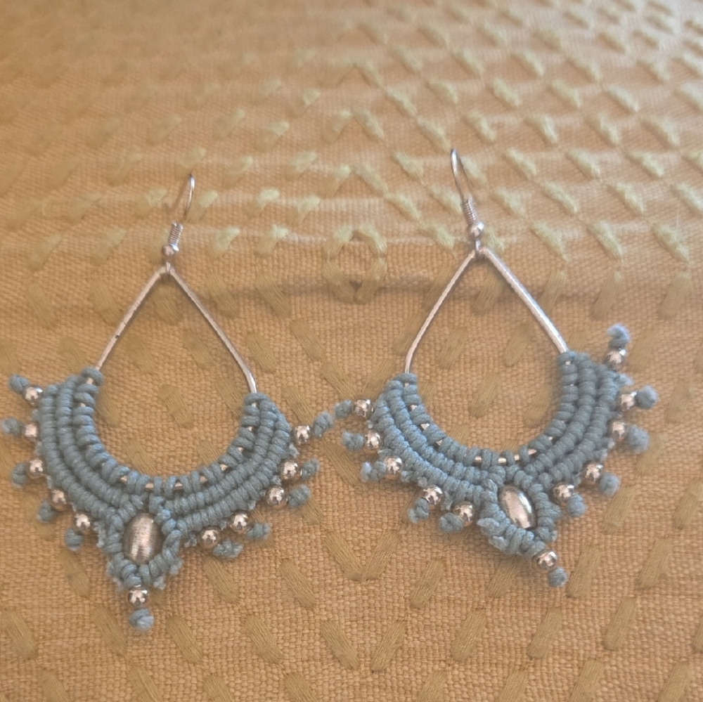 Boho Gold and Teal Beaded Earrings